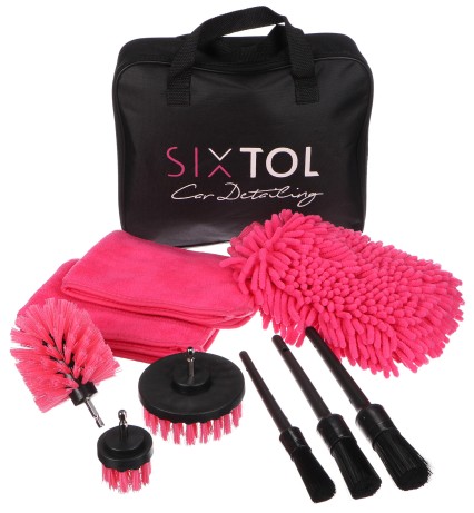 Kit d'outils de nettoyage et de lavage multifonctionnel pour voiture CAR DETAILING PINK 9, 9 pcs