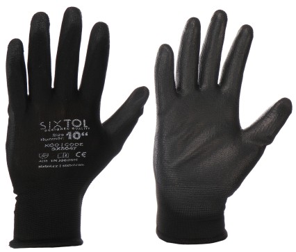 Gants de travail en polyester, semi-plongés dans du polyuréthane GLOVE PE-PU 10, noir, taille 10