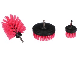 Ensemble de brosses de nettoyage rose pour perceuse CAR DETAILING DRILL BRUSH PINK 3, 3 pcs